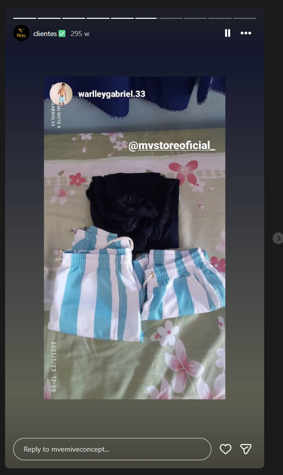 Story de cliente com o pedido