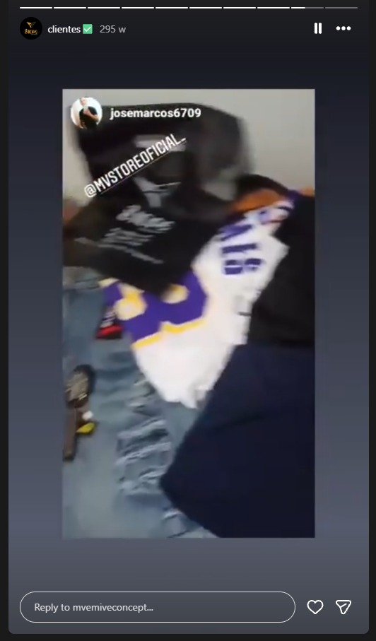 Story de cliente com o pedido